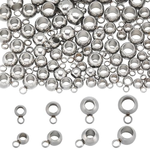 SUNNYCLUE 1 Box Mit 80 Stück Bügel Abstandsperlen Bulk Edelstahl Bügelperlen Säulenrohr Bügel Aufhänger Verbindungsstück Charm Silberne Europäische Abstandsperlen Für Die Schmuckherstellung Armbänder