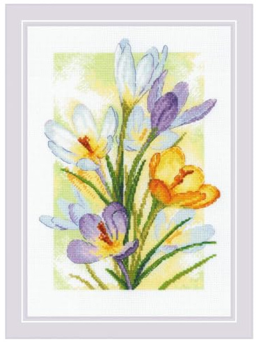 RIOLIS - Spring Glow. Crocuses 2190, Cross Stitch Kits 8¼x11¾, Cross Stitch Kits for Adults, Counted Cross Stitch Kits, Embroidery Kit for Beginners & Advanced, Floral Crossstitching Kits