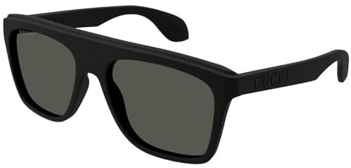 GUCCI Mens GG1570S Sunglasses, Black-Black-Grey, 57