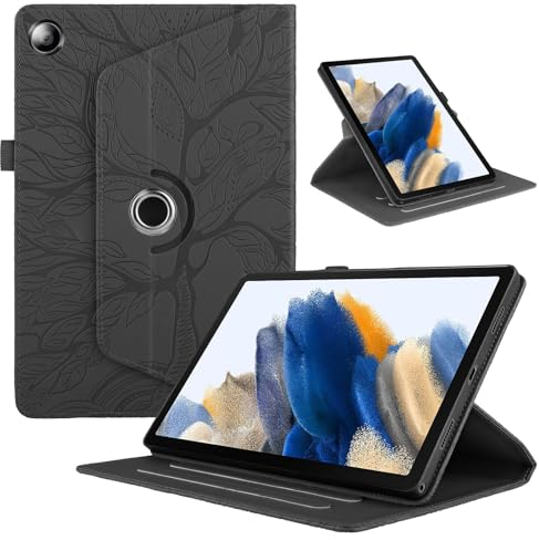 TEDTIKJT Funda Compatible con Huawei MediaPad M5/M5 Pro 10.8 Pulgadas 2018 PU Cuero Protectora 360 Giratoria Soporte Case Árboles Tablet Carcasa para Huawei MediaPad M5 10.8 Funda, Negro