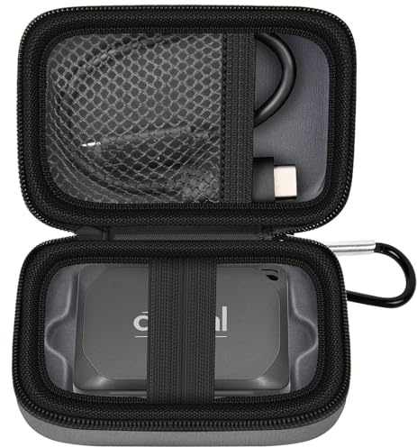 ANKHOH Tragetasche kompatibel mit Crucial X10/X9 Pro 4 TB/2 TB/1 TB tragbarer SSD, externe Festplatten-Aufbewahrungstasche für USB-C-Kabel (nur Box) (dunkelgrau)