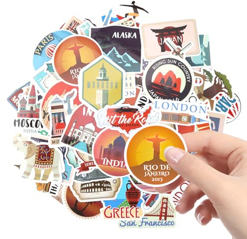 100 Stück Weltreiseaufkleber, Sticker Aesthetic,Vintage Sticker, Cute Sticker,Aufkleber Fahrrad, Motorrad Aufkleber,Sticker Book, Aufkleber für Koffer, Laptop, Auto,Skateboard,Motorradhelm