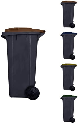 JARDIN202 - Contenedor de basura reciclables Ecodiseño 120L 2 ruedas | 120 L (TAPA MARRÓN)
