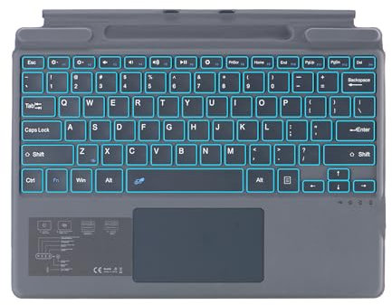 Zoof Type Cover for Microsoft Surface Pro 11 / Pro 10 / Pro 9 / Pro 8 / Pro X, Portable Slim Wireless Keyboard with Touchpad Tablet Keyboard (Grey)