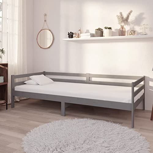 CIADAZ Tagesbett mit Matratze 90x200 cm Grau Kiefer Massivholz, Schlafsofa, Daybed, Bettsofa, Sofa Bed, Sofabett, Schlafcouch, Jugendbett, Bettgestell, Bettcouch - 3083571