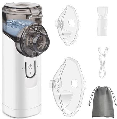Pmgud Tragbarer Inhalator für Kinder und Erwachsene Elektrisches Inhalationsgerät mit Niedrigem Geräuschpegel, Inklusive Mundstück, Erwachsenen- und Kindermaske, Ideal für Zuhause und Reisen - Schwarz