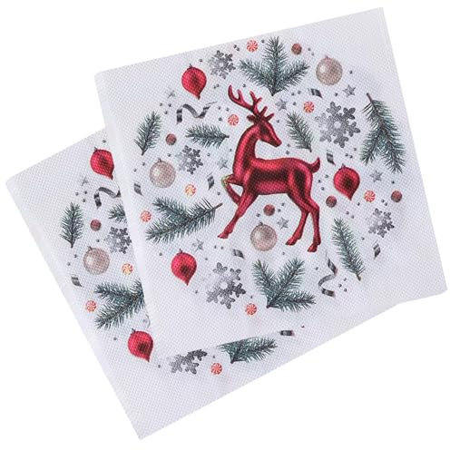 Trimming Shop Weihnachtsservietten, Rot, Rentier, Kiefernblatt, 33 cm, 2-lagig, 20 Stück