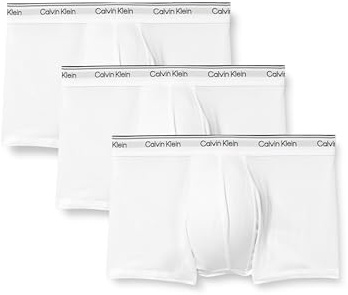 Calvin Klein Men’s 3 Pack Balance Low Rise Trunks, White (White), S