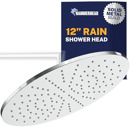 HammerHead Showers Regenduschkopf aus massivem Metall, 30,5 cm, großer Regenduschkopf, 2,5 GPM Duschkopf mit hohem Durchfluss, optimiert für Druck, Wand- oder Deckenregenduschkopf, Chrom