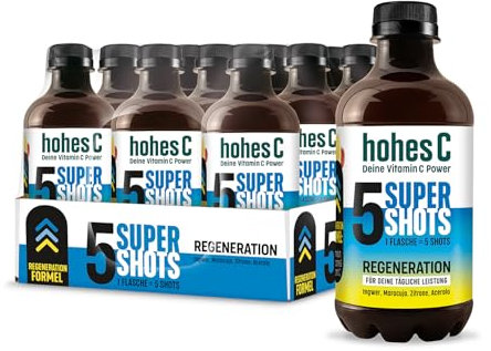 Hohes C Super Shots Regeneration (12 x 330ml) – Volle Leistung mit Ingwer, Maracuja, Zitrone und Acerola – vegan, ohne Zuckerzusatz & Konservierungsstoffe