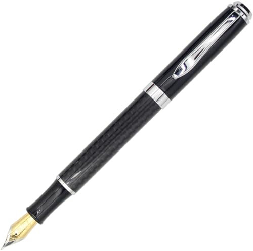 Gullor Metal Carbon Fiber Fountain Pen, Fine Nib (0.5 mm Tip), Black