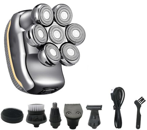 HXFFXHF Afeitadora eléctrica para hombre, afeitadora eléctrica para hombre 6 en 1 Cortapelos eléctrico de 7 cabezales cortapelos profesional USB recargable cortapelos para adultos