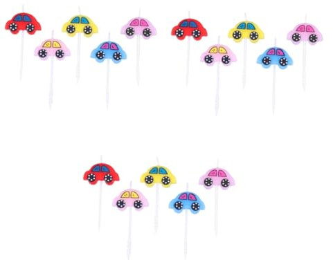 QUMIIRITY 15stücke Mini Cartoon Auto Kuchenstecker Flammlos Tortendeko Für Kindergeburtstage Sicher Und Farbenfroh Für Partys Und Feiern Einfache Handhabung