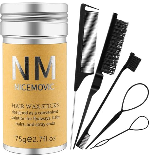 Hair Wax Stick Set for Flyaways Hair Accessories for Women Girl Teen Girls Trendy Stuff, Hair Styling Tools Slick Stick Baby Hair Gel, Christmas/Birthday Gifts Stocking Fillers for Women Kids (Black)