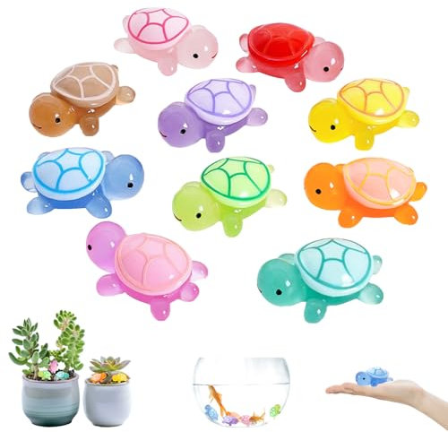 YALiya Tortues en résine de 4,6 cm Grand format, lot de 10, Tortue lumineuse Figurine, Résine Mignon Miniature Décoration Jardin, pour Bricolage, L'artisanat, Jardin de Maison de Poupée, Micro Paysage