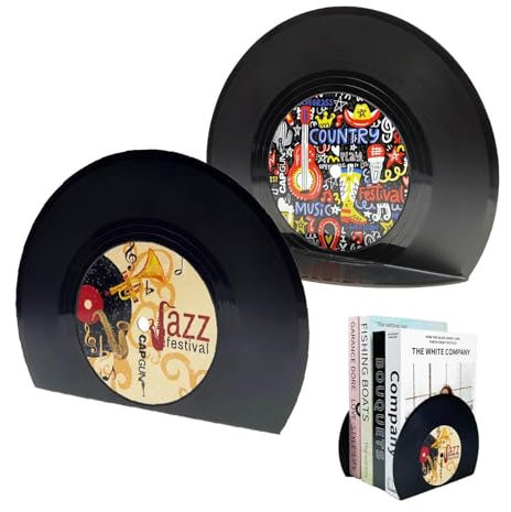 Serre-livres décoratifs rétro en forme de disque vinyle pour les amateurs de vintage, serre-livres modernes pour étagères, accessoires de livres décoratifs modernes fantaisie pour maintenir fermement