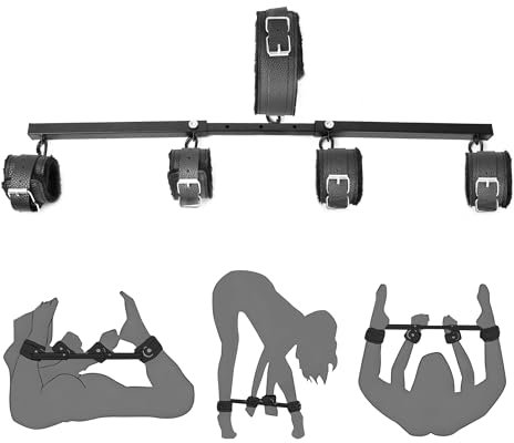 Weimob Handschellen Fußfesseln Fessel Bondage Sets verstellbar Spreizstange Fesselstange Bondage Sexspielzeug für extreme Paare, Anfänger Einstellbar Metallspreizstange Stil 2