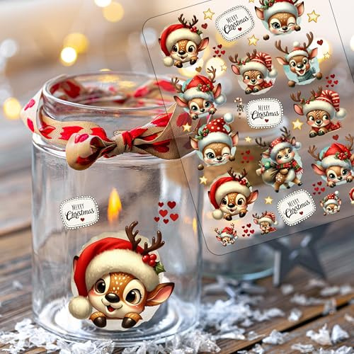 ilka parey Weihnachtssticker Rub on Sticker Weihnachtsmotive Rentiere Elche - Rubons - Rub on DIY für Windlicht Teelicht- Erschaffen Sie ihre eigene Weihnachtswelt A5 Bogen rb09