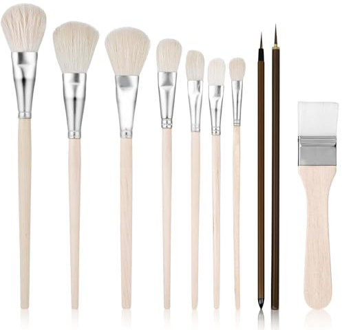 10 Pcs Acrylic Painting Brushes Mop Brush for Acrylic Painting, Mop Brush Paintbrushes for Acrylic Paint, Oil Painting Brushes, Professional Paint Brushes for Acrylic Painting for Watercolor Painting