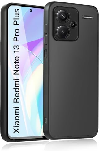 Hülle für Xiaomi Redmi Note 13 Pro Plus Handyhülle, Upgraded Kameraschutz, Stoßfest Kratzfest, Fingerabdruck, Anti-Rutsch Fallschutz Schutzhülle, Unterstützt kabelloses Laden für 13 Pro+ (Schwarz)