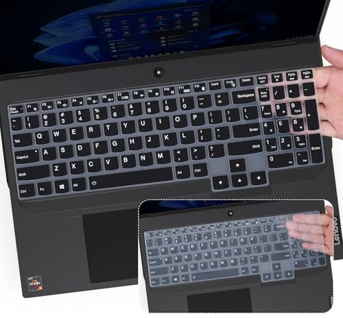 DAMMOMKO 2PCS Keyboard Cover for Lenovo Legion Pro 7 7i (Gen 8/9) 16, 5 5i LOQ 15.6 9 16IRX8 16IRX9, 9i Gen 16 - Black, Clear - Silicone - x86_64