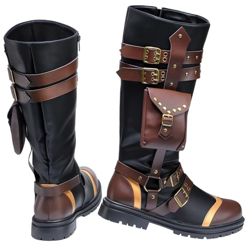 Breathffy Men's Renaissance Boots Medieval Steampunk Pirate Boots Us 10
