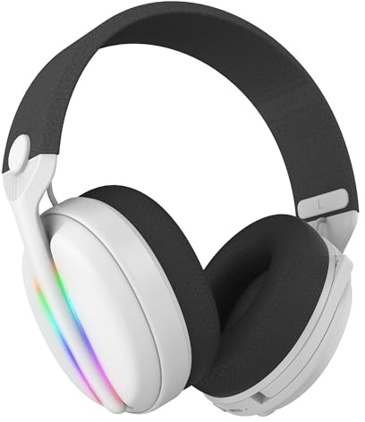 Subsonic - Subsonic - Vektra casque gaming sans fil pour PS5 PS4 PC Xbox Switch, casque gamer à LED avec hauts parleurs 7.1, micro rétractable, réglage du volume et bouton mute intégrés Blanc