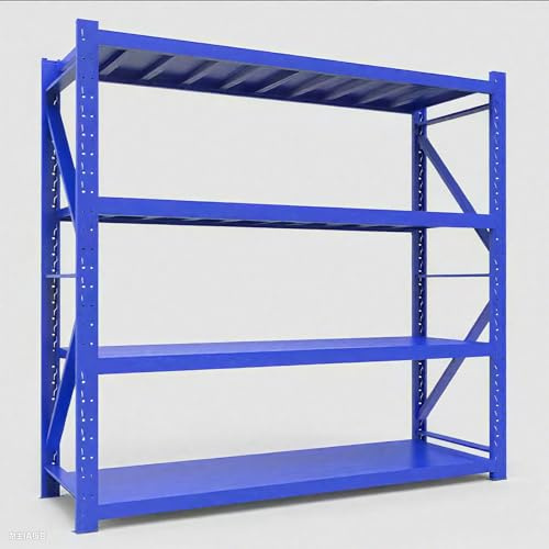 WNGJZZYC 1400kg Tragkraft – Robustes 4-Stöckiges Schwerlastregale, 4-Stöckiges, Lagerregale Industrieregal für Lager, Vorratskammer und Keller(Blue,200x150x60cm/79x59x24in)