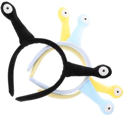 HEMOTON 3 Stück Plüsch Schnecken Haarreif Lustiges Augen design Weiches Stirnband für Party Cosplay Makeup Waschgesicht Komfortables Tierkopfband in Schwarz Gelb