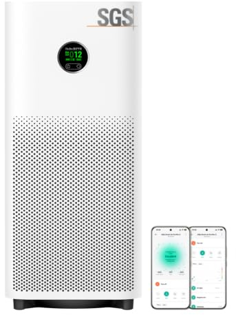 Xiaomi Smart Air Purifier 6, HEPA filter for Bedroom & Home, 443m³/h CADR | Removes 99.97% Pollen/Smoke/Dust/Allergies, PM1/PM2.5 real-time display; Quiet sleep mode, App, Alexa & Google control