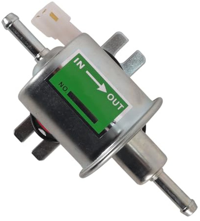 ACOLY 12 V Universal-Hochleistungs-Elektrokraftstoffpumpe – Niederdruck-Metall-Inline-Pumpe mit Schraubmontage und Kabel, HEP-02A Silber für Benzin und Diesel