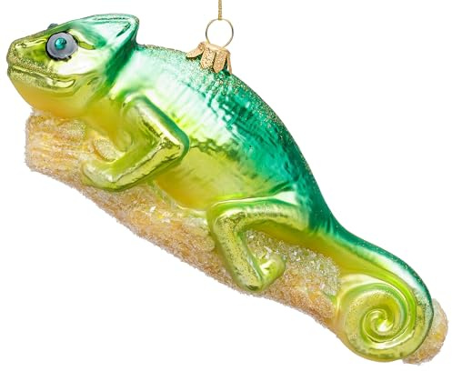 SIKORA Chamäleon besondere Weihnachtskugel Glas Weihnachtsmann Christbaumschmuck Deko Figur Weihnachten Anhänger Ornament - Premium Line - BS071