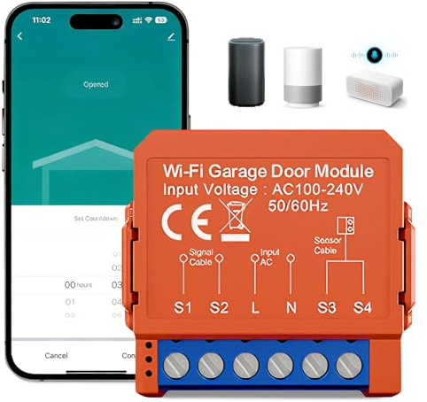 Smart WLAN Garagentoröffner-Modul, SmartZ Garagentoröffner WLAN, WiFi-Smart-Rollladenschaltermodul, Rolladenschalter Modul mit Tuya, Alexa, Google Home Sprachsteuerung und Life App Fernbedienung