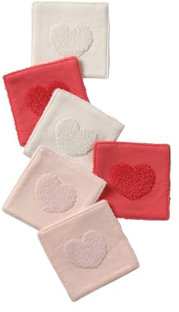 VERTBAUDET Lot de 6 Lingettes Lavables Éponge en Coton Mon coeur TU
