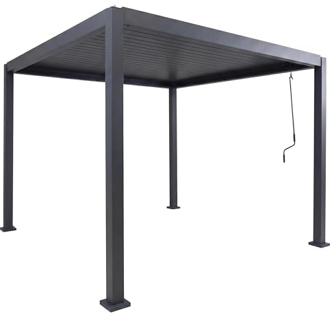 BERLINLODGE Pergola | HxBxT 235x300x300cm | Terrassenüberdachung | Anthrazit | Gartenpavillon Lamellen-Pavillon | 10cm-Aluminium-Gestell