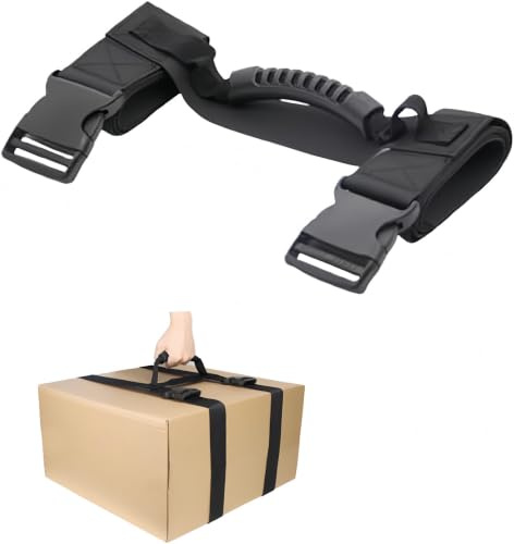 Xiciki Transportgurt Verstellbar, Trageriemen mit Griff Verstellbarer Nylon Riemen mit Verschluss, Umzugsgurt für Schwere Gegenstände Kisten Möbel Transport und Anheben, Schwarz