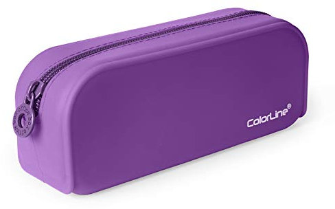 Colorline 58111 - Portatodo de Silicona con Tacto Ultra Soft de Alta Resistencia, Estuche Multiuso para Viaje, Material Escolar, Neceser y Accesorios. Color Morado, Medidas 18 x 7 x 5 cm