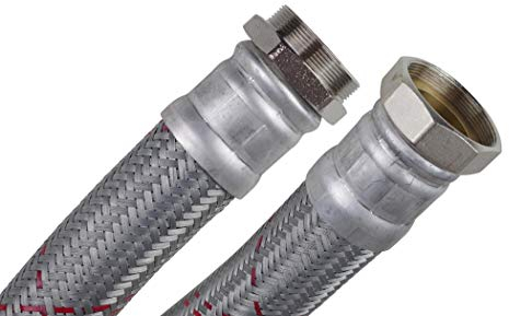SFX® Panzerschlauch 50cm DN40-1.1/2 Zoll ÜM x 1.1/2 Zoll AG Stahldraht Umflechtung Flexschlauch 500mm