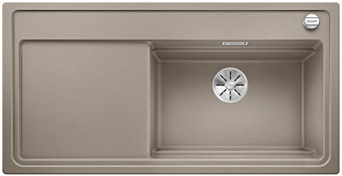 BLANCO ZENAR XL 6 S DampfgarPlus | Granitspüle aus SILGRANIT tartufo | Einbauart: Einbau von Oben | Hauptbecken rechts | mit Holzschneidbrett | für 60 cm breite Unterschränke | Großes Becken