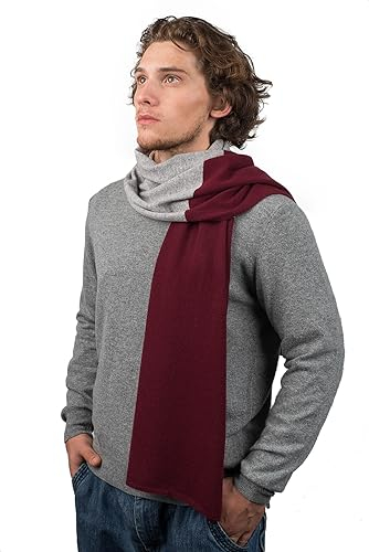 Dalle Piane Cashmere - Zweifarbiger Schal aus 100% Kaschmir - Made in Italy - Mann, Farbe: Bordeaux, Einheitsgröße