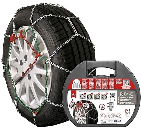 VIP RD9 - Schneeketten aus Metall RD9 mm, Größe Nr. 80, Set 2-tlg., Inkl. Handschuhe