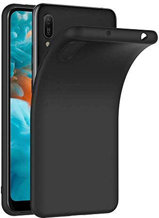 COPHONE® Coque Noir Compatible avec Huawei Y6 2019, Housse Etui Noir en Gel TPU Silicone Souple Ultra Mince avec Anti Choc