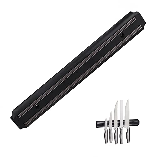 Relaxdays 2 x Magnetleiste Wand, Gerätehalter, magnetische Küchenleiste, Messer & Werkzeug, Kunststoff, 33 cm breit, schwarz