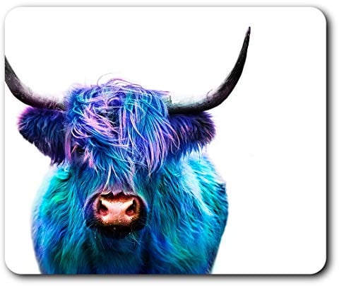 Destination Vinyl Ltd Blue Pop Art Highland Cow Animal Mouse Mat Pad Computer PC Laptop Gaming Office Home Desk Accessory Gadget 21683