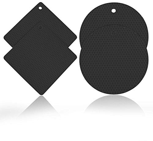 Kochblume Silikonuntersetzer Set, 4-teilig | 230°C hitzebeständig (anthrazit)