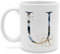 printplanet - Tasse mit Buchstabe: U - Kaffeebecher, Mug, Becher, Kaffeetasse, Beidseitiger Druck - Farbe Weiß