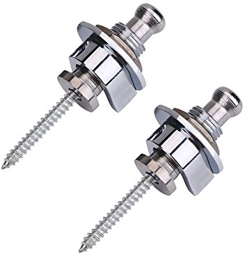 Alomejor Gitarrengurt Schlösser, Gurt Schlösser für E-Gitarre Bass 2 Stück Dauerhaft Metall Gitarre Gurtpin Schwarz Silber für Dicke E-Gitarre Schultergurt(Silber)