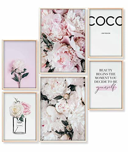 Heimlich - Lot d'affiches - 2 A3 / 30 x 42 cm + 4 A4 / 21 x 30 cm - Posters Premium - Tirages sans cadre - Style contemporain - Pivoine Rose Coco
