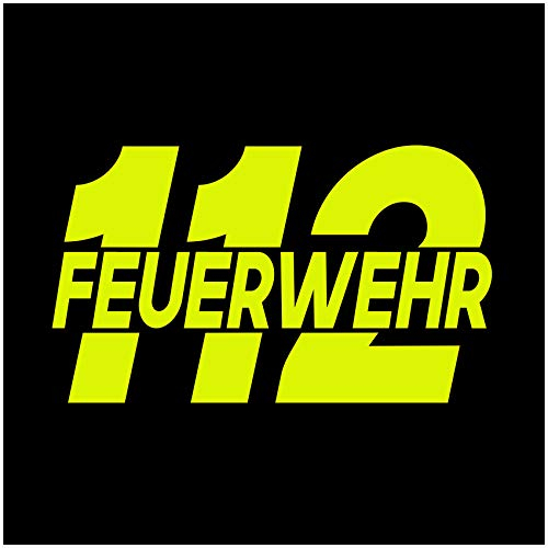 Finest Folia Autoaufkleber Feuerwehr 112 für Auto Motorrad Bus Boot Kfz Zubehör Sticker Selbstklebend Waschanlagenfest Löschen Bergen Feuer K087 (Neon Gelb)