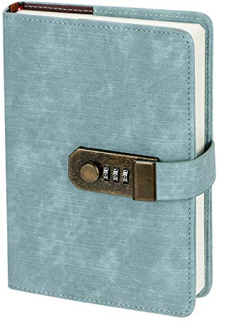 Notizbuch B6 Tagebuch Kunstleder Schreibbuch Zahlenschloss Notizblock Vintage Reisetagebuch 254 Seiten Notizheft Liniert Lebensplaner Retro Skizzenbuch Studenten Schreibblock Notizen Schreibheft